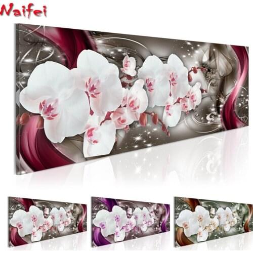 5D DIY Diamond Painting Beautiful White And Red Orchid Full Square/Round Mosaic Diamond Embroidery Pictures Of Rhinestones