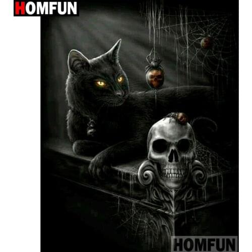 HOMFUN Full Square/Round Drill 5D DIY Diamond Painting "Black cat" Embroidery Cross Stitch 5D Home Decor A14206
