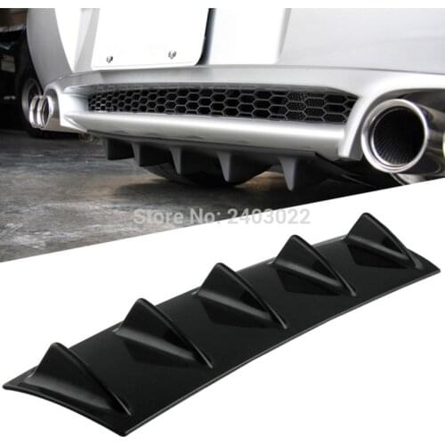 Free Shipping ABS Plastic Universal Black Rear Bumper Lip Spoiler Chassis Diffuser 3Fin /5 Fin Shark Fin Style