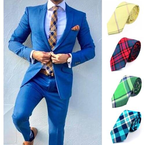 Brand Ties for Men 100% Cotton Mens Necktie Causal Narrow Plaid Tie For Man Bussines Corbatas Bridegroom Party Slim Neckties