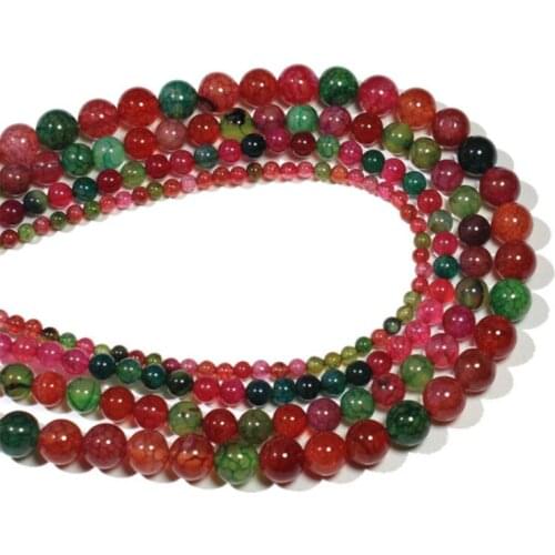 Natural Round Tourmaline Agate Loose Bead 4/6/8/10mm for DIY Jewelry Making Bracelet Accessories