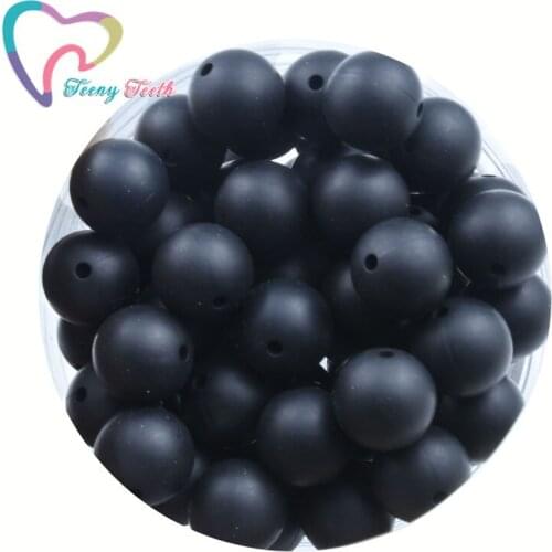 Teeny Teeth 100 PCS Black 9-19 MM Perles BPA Free Baby Toy Diy Teether Teething Necklace Accessories Silicone Round Ball Beads