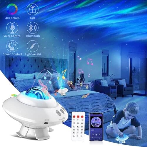 Colorful Starry Projector Aurora Light Sky Galaxy USB Voice Control Music Player Star LED Night Light Romantic Projection Lamp