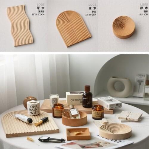 Background Decoration Ornaments Photo Photography Props Ins Geometric Solid Wood Tray Storage Tray Photography