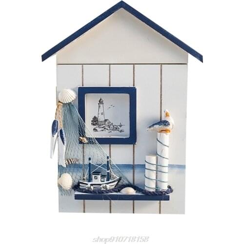 Mediterranean Style House Shape Wooden Key Holder Box Case Wall Mounted Hanging Cabinet Storage Organizer J29 21 Dropship