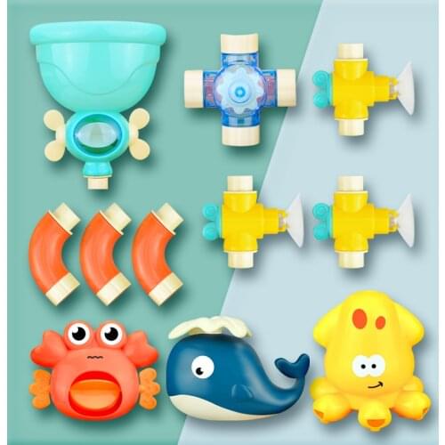 Baby Bath Toy DIY Building Water Pipe Sprinkler Bathroom Game Toddler Boy Electric Elephant Spray Bathtub Toys Play for Kids
