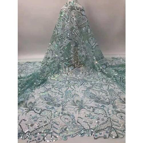 Hot Sale Lace Fabric French Sequin Embroidery Tulle Mesh Designer DIY High-End Womens Dress Wedding Dress Sewing Cloth 5 Yards