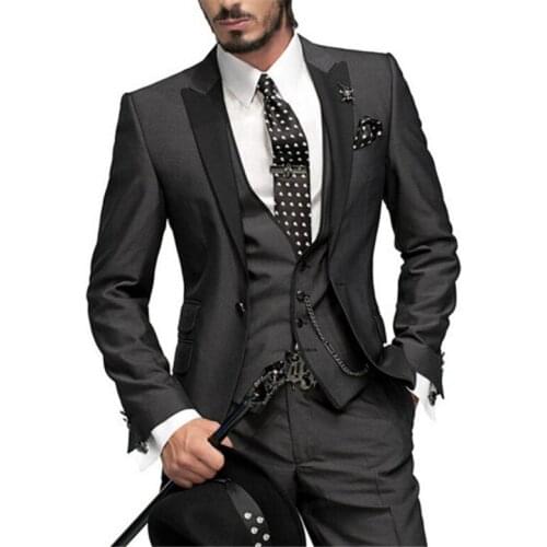 Customize Slim Fit Groom Tuxedos Groomsmen Light Grey Side Vent Wedding Best Man Suit Mens Suits (Jacket+Pants+Vest+Tie)