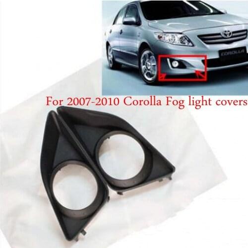 JanDeNing 2pcs Kit Car New Black Front Left + Right Bumper Fog Light Lamp Cover Grille Fit for Toyota Corolla 2007-2010