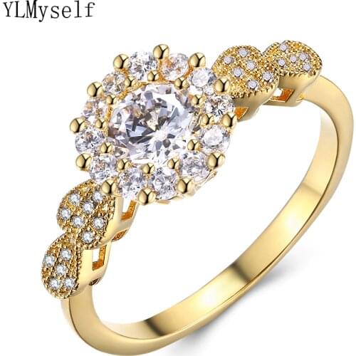 Crystal finger ring Birthday Romantic Gift Gold color wholesale lot accessories anel feminino Jewelry fashion rings for women