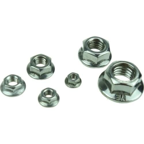 Stainless Steel Metric thread 304 M3 M4 M5 M6 M8 M10 M12 Hex Flange Nuts DIN6923