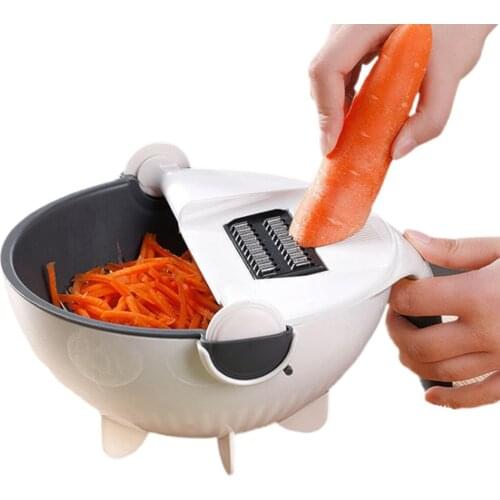 9 in 1 Multifunction Rotating Vegetable Cutter with Drain Basket Vegetables Chopper Veggie Shredder Grater Portable Slicer