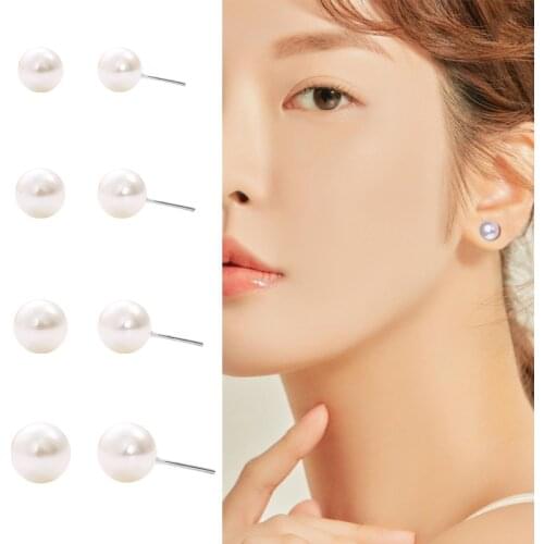 Fashion 12 pairs/Set White Simulated Pearl Stud Earrings Set For Women Jewelry Accessories Piercing Ball Earrings Brincos