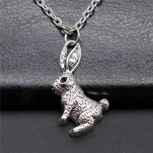 Fashion 2 Colors 29x19mm Rabbit Charms Pendant Necklace For Women Lady Girl Jewelry Gift