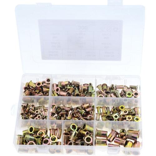 300PCS/BOX M3 M4 M5 M6 M8 Head Rivet Nuts Set Nuts Insert Reveting Multi Size Rivet Nuts For Rivet Nut Gun Riveting Tool