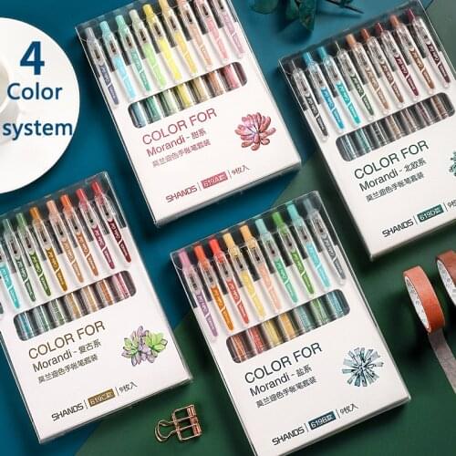 Morandi Gel Pens Set Multi Cute Ballpoint Pen Kawaii Highlighter Glitter Office &School Writing Drawing Art Supplies Stationery