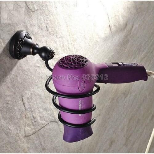 Black Oil Rubbed Bronze Wall Mounted Convenient Bathroom Hair Dryer Holder Rack Hair Drier Storage Organizer Wba442