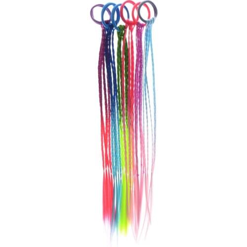 2021 New Fashion Kids Wig Hair Ring Colored Hair Rope Elastic Ponytail Holder Girls Twist Hair Braider Cute Hair Accessories