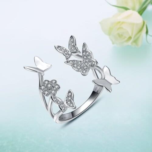 NurmWung Charm Jewelry Butterfly Flower Ring Creative Valentines Day Fashion Personality Women All-Match Exquisite Holiday Gift