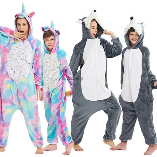 Kigurumi Kids Unicorn Pajamas For Boys Girls Animal Cartoon Blanket Sleepers Winter Children Licorne Onesies Stitch Pajama Suit