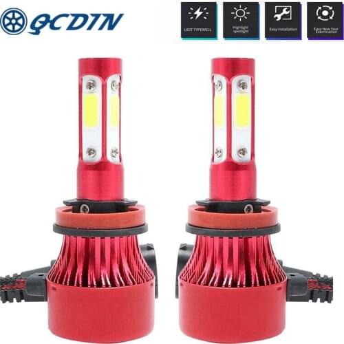 QCDIN Car Headlight Bulbs 36W 12V H4 H7 H8 H11 9005 9006 White 4000LM LED Car Lighting Bulb COB Fog Light Auto Shape Headlights
