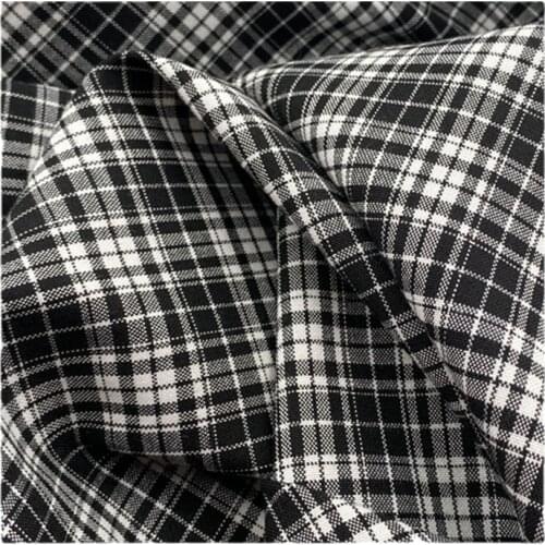 Width 61'' Comfortable Simple Elastic Draping Plaid Polyester Cotton Fabric By The Yard For Shirt Dress Pants Material