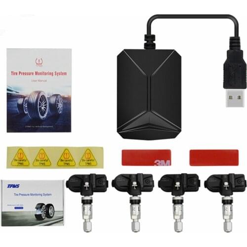 USB Android TPMS 5V Internal Sensors 4 Sensors Display Alarm System Android Navigation Car Radio Tire Pressure Monitoring System