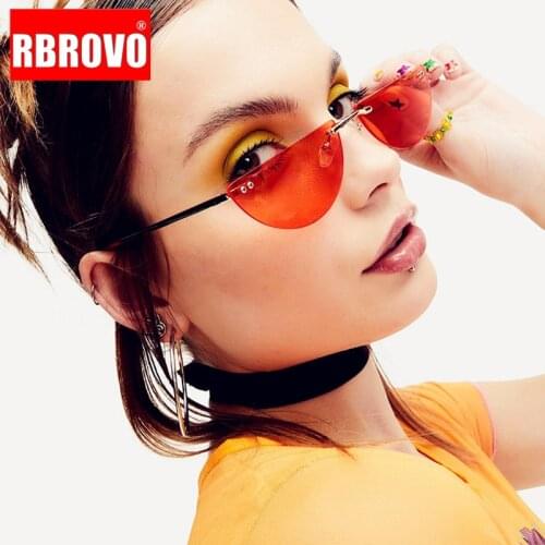 RBROVO Luxury Rimless Sunglasses Women Half Frames Rimless Eyeglasses Women/Men Vintage Glasses Women Gafas De Sol Mujer 2021