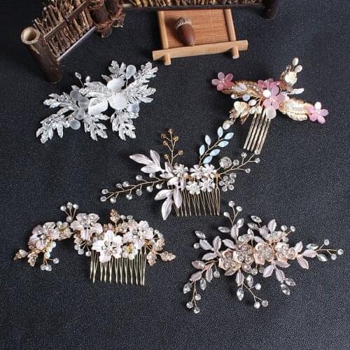 Wedding Hair Accessories Women Fashion Flower Hair Comb Bridal Hair Stick Floral Hairpin Headdress Hair Clip Jewelry Accessories