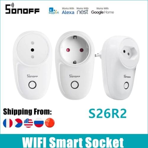 SONOFF S26R2 WIFI Socket Smart Switch APP Remote Control Via eWeLink Share Control Power Timing Plug Work With Alexa Google Home