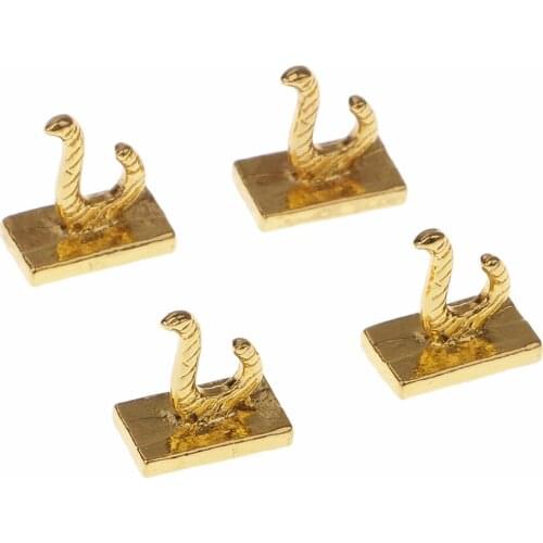 Pack of 4 Pieces 1:12 Dollhouse Miniatures Gold Metal Hook Hanger