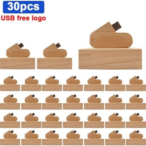 30pcs/lot free custom logo Laser Engraving wood USB+Box pen drive 4GB 16GB 32GB 64GB usb 2.0 Flash Drive pendrive Memory stick
