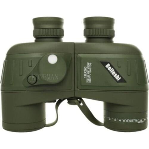 Military Waterproof Binoculars 10x50 Navy Telescope Binoculars with Rangefinder and Compass Fully Multi-coated Lens BAK4
