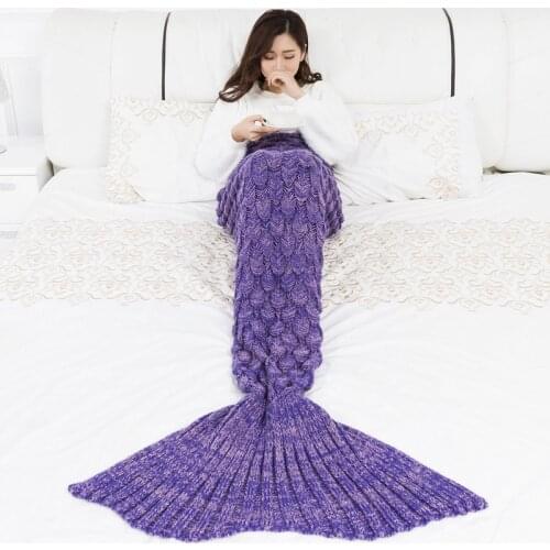 17 Colors Mermaid Tail Blanket Crochet Mermaid Blanket Adult Soft Handmade Sleeping Knitted Blankets Birthday Christmas Gift