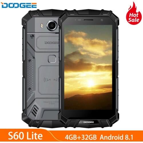 DOOGEE S60 Lite IP68 Waterproof Rugged Mobile Phone MT6750T Octa Core 4GB+32GB 5.2 Inch TouchScreen NFC Smartphone Android 7.0