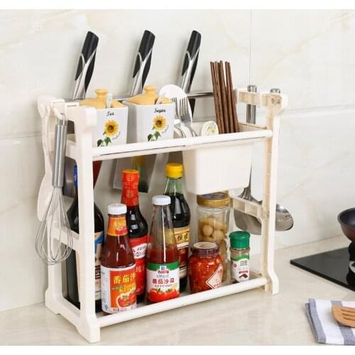 050 Multifunctional double deck rack for kitchen knife holder, chopsticks barrel receiver rack kitchen storage rack 41*19*25cm
