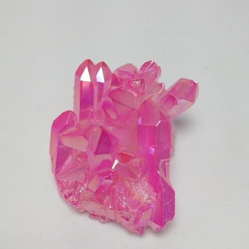 1 pc 40-60g high quality natural crystal cluster pink electroplating aura crystal cluster for collection or home decoration