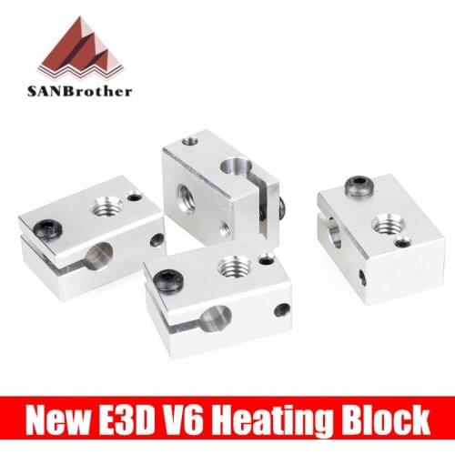 1Pcs Aluminum V6 Heater Block HotEnd For PT100 sensor cartridge Themocouple&Thermistor for 3D Printer Extruder hot end parts kit