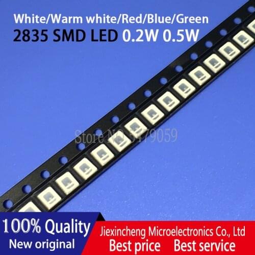 100PCS 2835 0.2W 0.5W SMD LED White/Warm white/Red/Blue/Green LED lamp beads