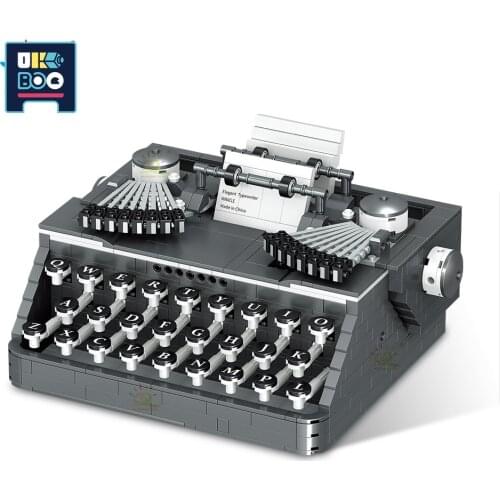 UKBOO 1136PCS Classic Retro Typewriter Model Building Blocks Mini Creative Office Machine Bricks Construction Toys for Children