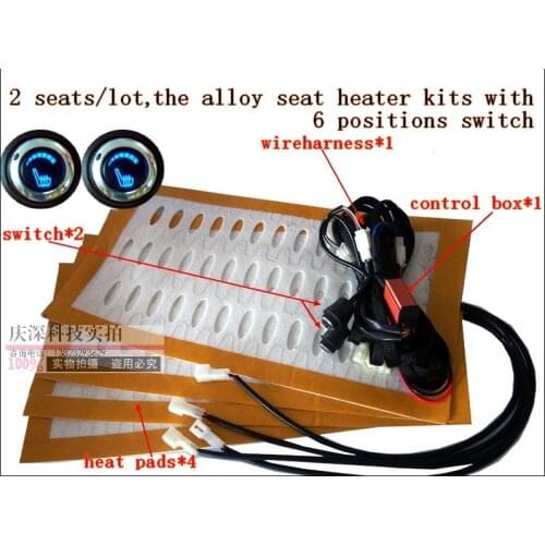 2 seats/lot, the alloy car seat heater kits with rotary switch, car seat heated pads car heater