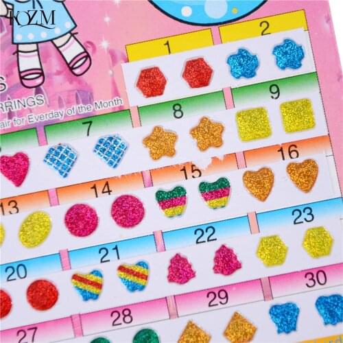 30 Pairs Earring Stickers Wonderful Stickers Head Earring Cartoon Reward Crystal Stickers Toy For Children Kids