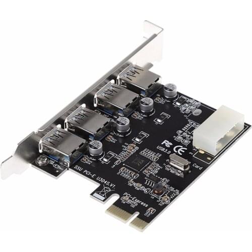 4 Port USB 3.0 PCI-e Expansion Card PCI Express USB Hub Adapter 5.0 Gbps Conversion Module Board Replacement for Windows