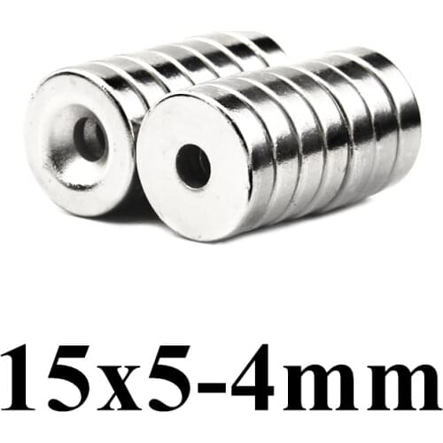 10pcs Super Strong Round Neodymium Countersunk Ring Magnets 15mm x 5mm Hole: 4mm N50 Neodymium Magnet Free Shipping