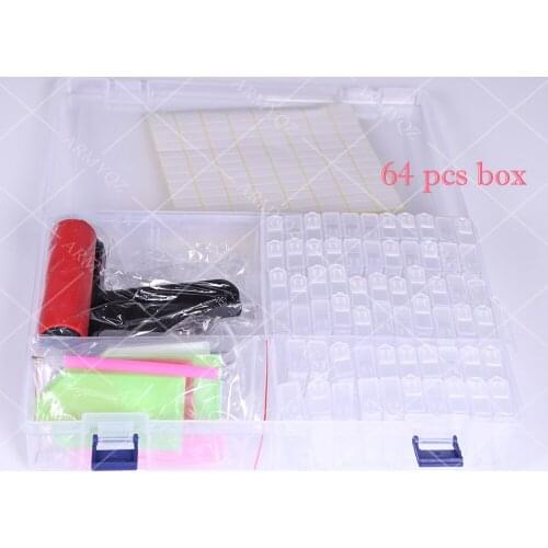 64 Bottles Box diamond painting storage box transparent plastic diamond Roller box DIY 5D diamond craft accessories storage box