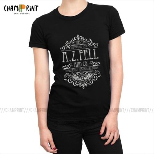 A.Z. Fell Book Shop Tshirt Women Good Omens Ineffable Aziraphale Crowley Kawaii T-shirt O Neck Tops Tees Awesome Clothes Female