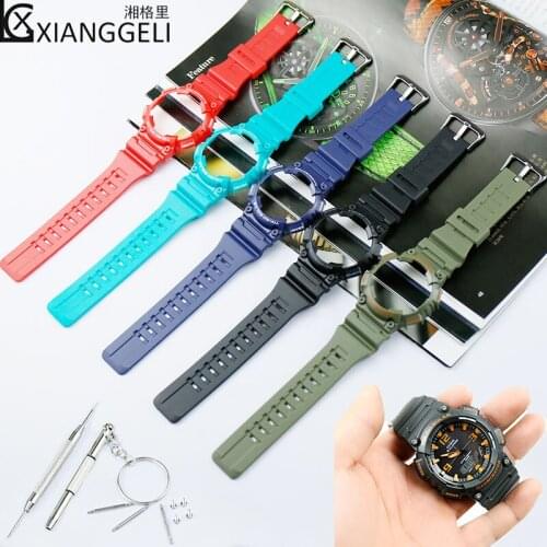 Watch accessories mens and womens sports silicone strap for Casio strap with AQS810W rubber resin watch with case