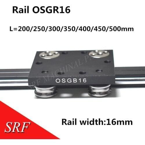 16mm width Aluminum Dual Axis Linear Guide Rail 1pcs OSGR16 L=200/250/300/350/400/450/500mm with slide block