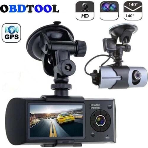 New 2.7 Inch Screen HD Front Rear Double Lens External GPS Car DVR Support G-Sensor Track CarLog Device Multi-language Recorder