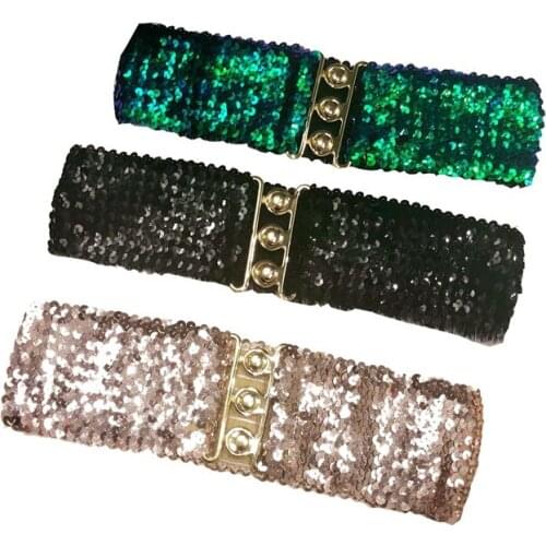 Sparkly Sequins Accessories Fashion Pole Dance Waistband Women Elastic Belt Nightclub Dj Singer Gogo Dancers Rave Outfit DCC497